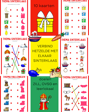 Lesmateriaal Verbind dezelfde figuren met elkaar thema Sinterklaas van auteur Little Play Friends