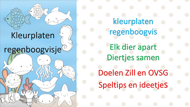 Lesmateriaal regenboogvisje - kleurplaten - de mooiste vis van de zee van auteur Little Play Friends