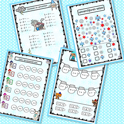 Lesmateriaal Winterboekje rekenen voor groep 3 of eerste leerjaar van auteur Juffertje Lies slide 4
