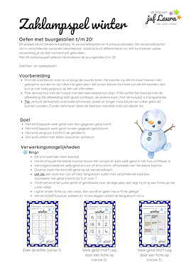 Lesmateriaal Winter - Zaklampspel - Buurgetallen t/m 20 van auteur De klas van juf Laura slide 4
