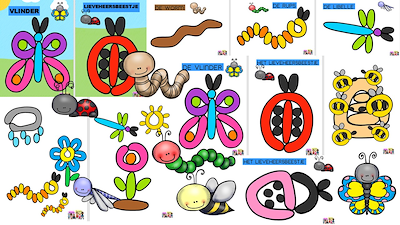 Lesmateriaal kriebeldiertjes plasticinekaarten / kleikaarten van auteur Little Play Friends slide 4