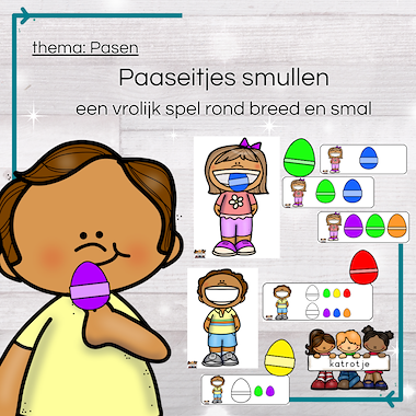 Lesmateriaal Paaseitjes smullen (een vrolijk spel rond breed en smal) van auteur katrotje