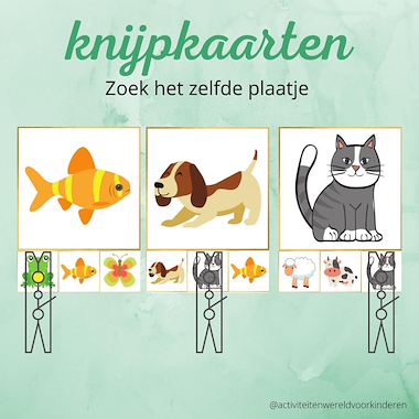 Lesmateriaal Dieren - knijpkaarten zelfde plaatje  van auteur Nanny Melissa