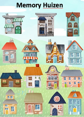 Lesmateriaal memory huizen van auteur Little Play Friends