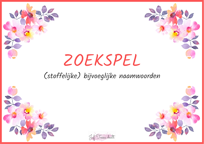 Lesmateriaal Zoekspel - (stoffelijke) bijvoeglijke naamwoorden van auteur Juf Tessa deelt