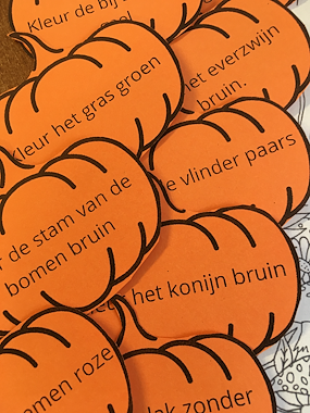 Lesmateriaal Bewegend leren: herfst kleurplaat opdrachtjes van auteur Juf Wiezel slide 3