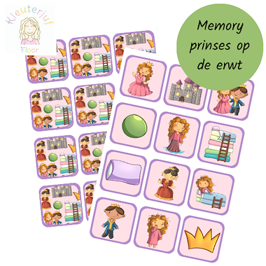 Lesmateriaal Memory de prinses op de erwt van auteur Kleuterjuf_floor