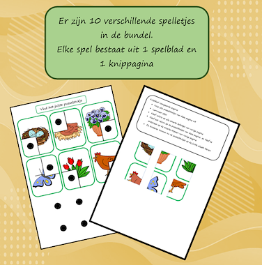 Lesmateriaal Spelletjesbundel Plakmap Busybook Lente van auteur Jabbedabbedoe slide 2