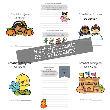 Lesmateriaal PAKKET schrijfbundels DE 4 SEIZOENEN (creatief schrijven) van auteur Juf Leen slide 2