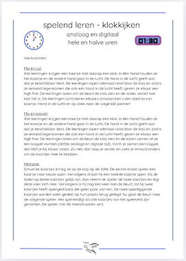 Lesmateriaal spelend leren-klokkijken, analoog-digitaal, hele-halve uren van auteur Juf Kitty B slide 3