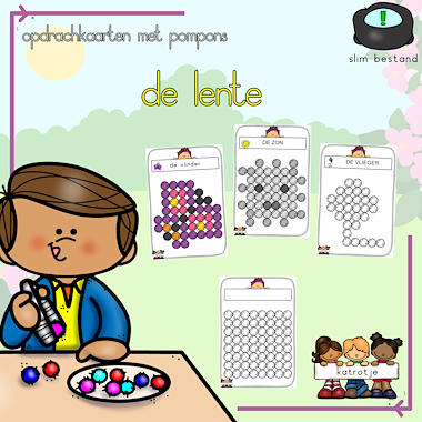 Lesmateriaal opdrachtkaarten met pompons: de lente van auteur katrotje slide 1