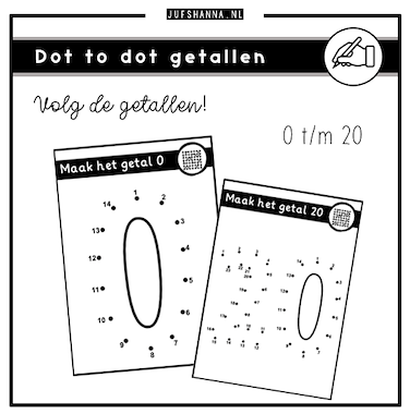 Lesmateriaal Getallen | Kaartjes dot to dot getallen van auteur Juf Shanna
