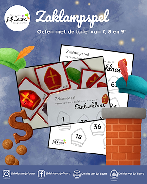 Lesmateriaal Sinterklaas - Zaklampspel - Tafel van 7 t/m 9 van auteur De klas van juf Laura slide 1