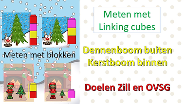 Lesmateriaal kerstmis - meten met linking cubes van auteur Little Play Friends