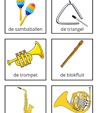 Lesmateriaal Woordkaartjes muziekinstrumenten van auteur Juf EvVa