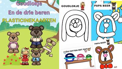 Lesmateriaal goudlokje en de 3 beren: plasticinekaarten van auteur Little Play Friends