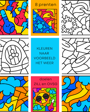 Lesmateriaal Kleuren naar voorbeeld thema het weer  van auteur Little Play Friends