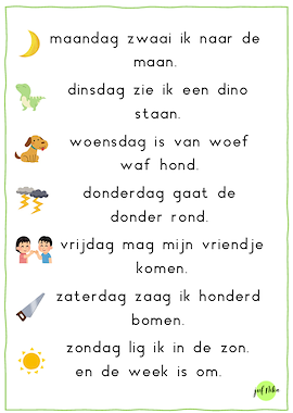 Lesmateriaal Weekkalender kaartenset van auteur Juf Nika slide 2