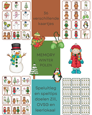 Lesmateriaal Memory winter - polen  van auteur Little Play Friends slide 1