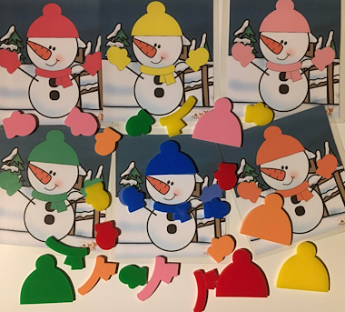 Lesmateriaal sneeuwman aankleden met opdrachtkaarten van auteur Little Play Friends slide 3