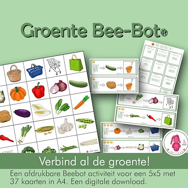 Lesmateriaal Beebot mat GROENTE activiteit, breng groente naar het mandje van auteur LDN Clipart slide 1