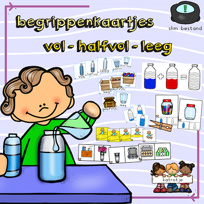 Lesmateriaal begrippenkaartjes vol - halfvol - leeg van auteur katrotje slide 1