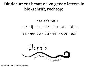Lesmateriaal Regenboogbladen schrijven blokschrift rechtop van auteur Juf ilona