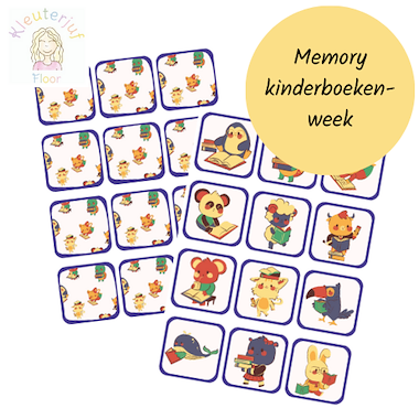 Lesmateriaal Memory kinderboekenweek lezen van auteur Kleuterjuf_floor