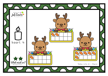 Lesmateriaal Wat mist er? Tellen t/m 10 ** - Kerst van auteur De klas van juf Laura slide 4
