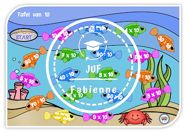Lesmateriaal Tafel van 10 - Spelbord - Onderzee. van auteur Juf_Fabienne