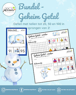 Lesmateriaal Winter - Bundel - Geheim Getal - Sprongen van 2 van auteur De klas van juf Laura