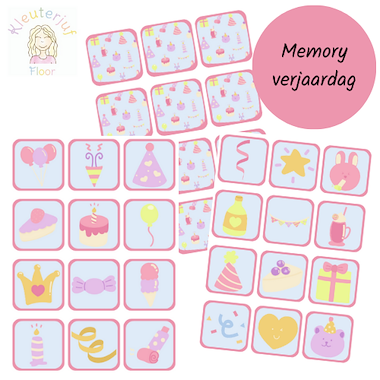 Lesmateriaal Verjaardags memory van auteur Kleuterjuf_floor