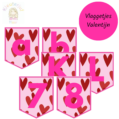 Lesmateriaal Vlaggetjes thema Valentijnsdag van auteur Kleuterjuf_floor