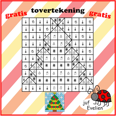 Lesmateriaal tovertekening een kerstboom van auteur juf Evelien