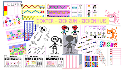 Lesmateriaal bundel thema ziek zijn - dokter - ziekenhuis van auteur Little Play Friends