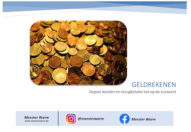 Lesmateriaal Geldrekenen tot op de eurocent  van auteur Meester Warre