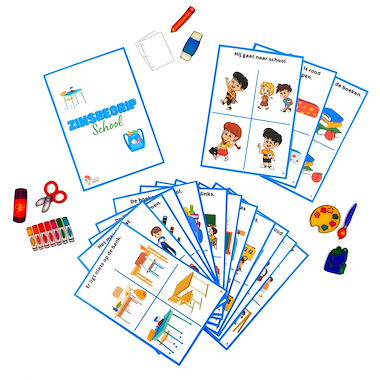 Lesmateriaal Zinsbegrip - thema school van auteur Logopedie Ideetjes