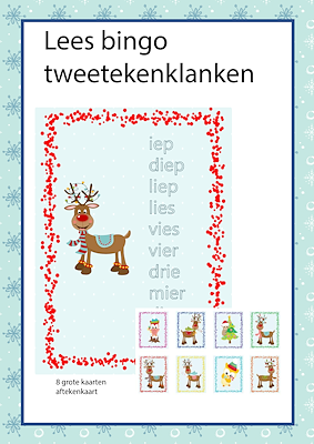 Lesmateriaal Leesbingo kerst tweetekenklanken van auteur wegvanonderwijs