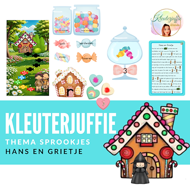 Lesmateriaal Thema sprookjes, Hans en Grietje van auteur Kleuterjuffie