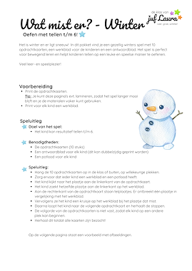 Lesmateriaal Winter - Wat mist er? - Tellen t/m 6 (*) van auteur De klas van juf Laura slide 4