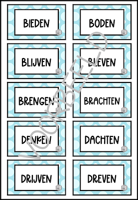 Lesmateriaal WERKWOORDEN MEPPEN: TEGENWOORDIGE-VERLEDEN TIJD ANDERE KLANK van auteur Juf Brenn slide 2