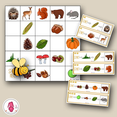 Lesmateriaal Bee-Bot® mat HERFST activiteit, breng eten naar de dieren van auteur LDN Clipart slide 2