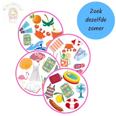 Lesmateriaal Zoek hetzelfde plaatje zomer van auteur Kleuterjuf_floor