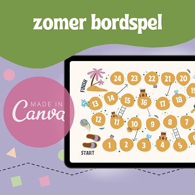 Lesmateriaal zomer bordspel Canva sjabloon van auteur Kelly Meeus