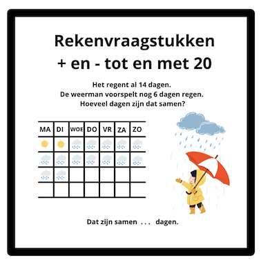 Lesmateriaal Rekenvraagstukken + en - tot en met 20 van auteur Juf Sumeyye