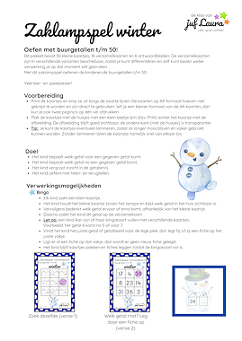 Lesmateriaal Winter - Zaklampspel - Buurgetallen t/m 50 van auteur De klas van juf Laura slide 4