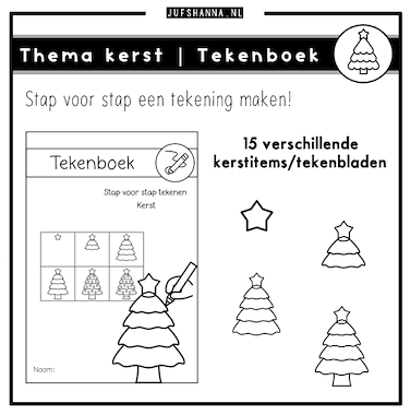 Lesmateriaal Thema kerst | Tekenboek: stap voor stap tekenen van auteur Juf Shanna