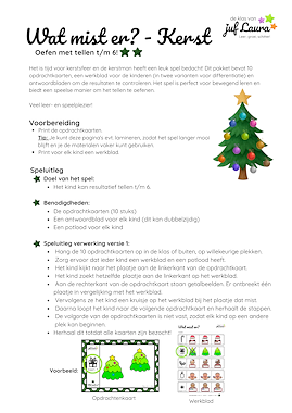 Lesmateriaal Wat mist er? - Tellen t/m 6 (**) - Kerst van auteur De klas van juf Laura slide 4