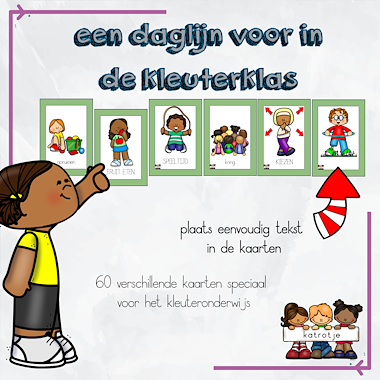 Lesmateriaal een daglijn voor in de kleuterklas (groene rand) van auteur katrotje