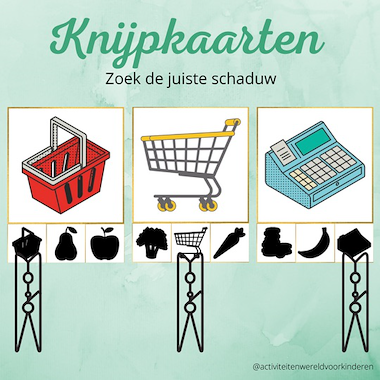 Lesmateriaal Supermarkt - knijpkaarten zelfde schaduw van auteur Nanny Melissa